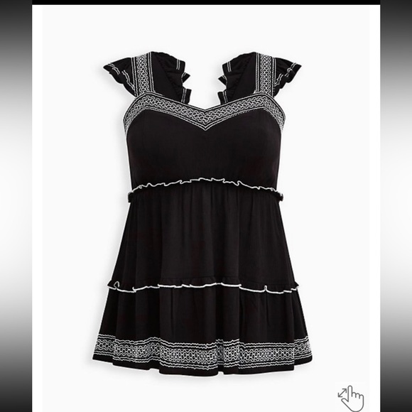 torrid Tops - NEW TORRID BABYDOLL CRINKLE GAUZE
EMBROIDERED TIERED TOP SIZE 4X